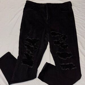 American eagle curvy high rise jegging jeans black in color